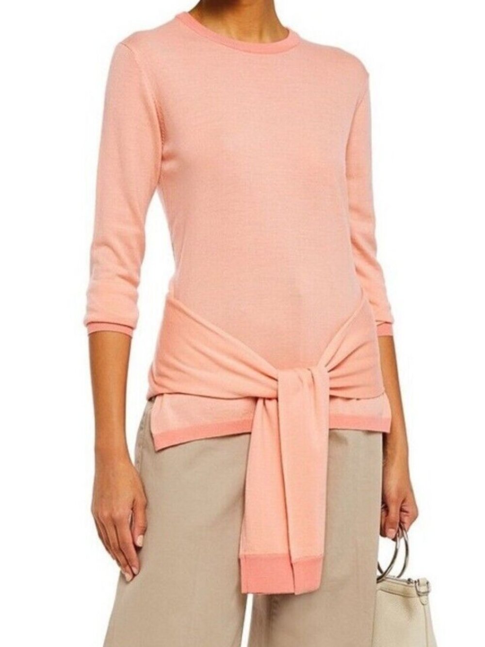 🇫🇷 Maje Peach Tie-Waist Wool Sweater - Sz M - Like New